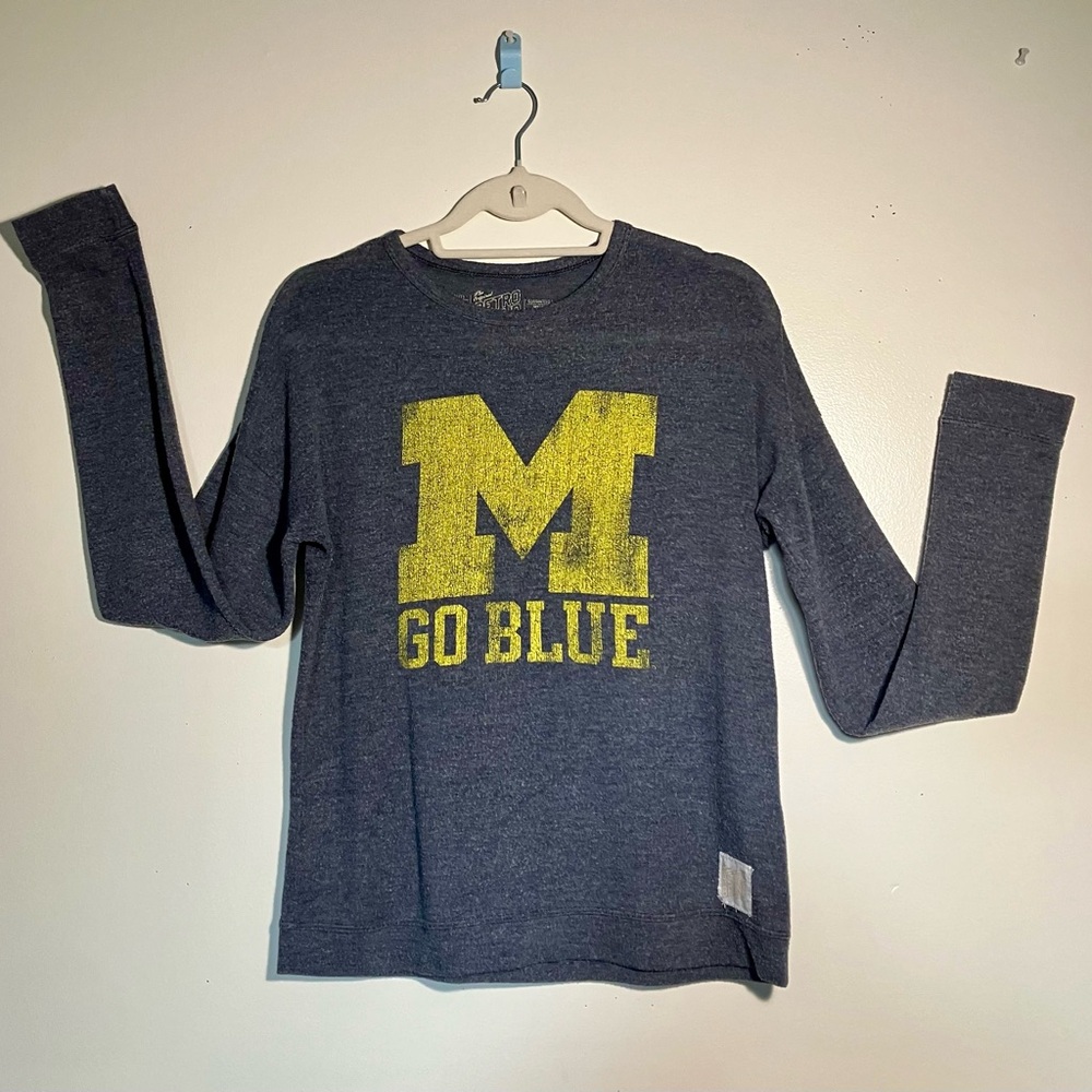 Original Retro Brand Blue and Yellow ‘GO BLUE’ Long Sleeve Tee!
